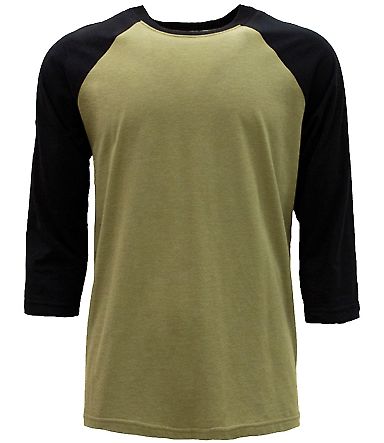 Next Level Apparel 6251 Unisex CVC Three-Quarter S in Black/olive front view