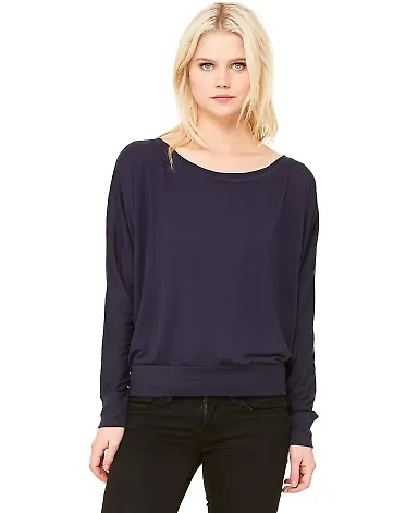 BELLA 8850 Womens Long Sleeve Dolman Shirt in Midnight front view