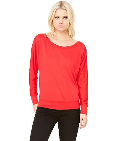 BELLA 8850 Womens Long Sleeve Dolman Shirt in Red front view