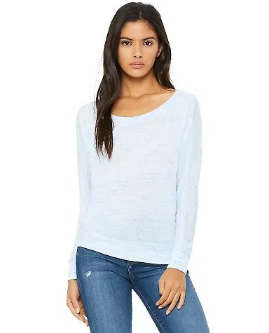 BELLA 8850 Womens Long Sleeve Dolman Shirt in Blue marble front view