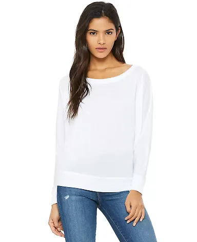 BELLA 8850 Womens Long Sleeve Dolman Shirt in White front view