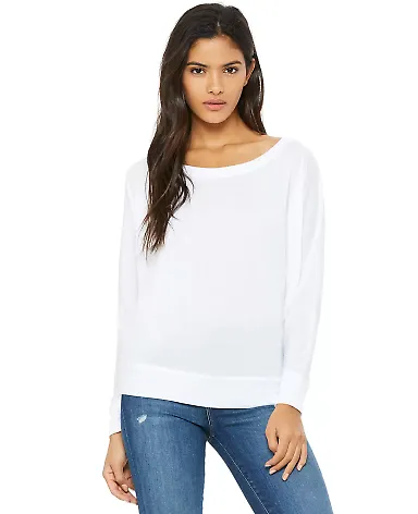 BELLA 8850 Womens Long Sleeve Dolman Shirt WHITE front view