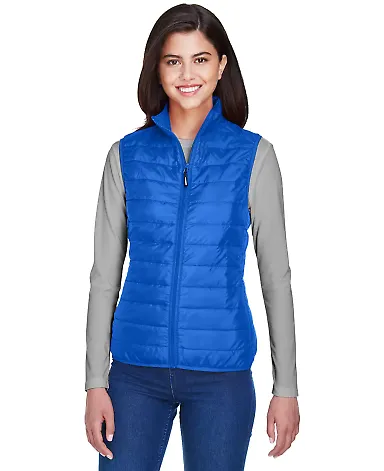 Core 365 CE702W Ladies' Prevail Packable Puffer Ve in True royal front view