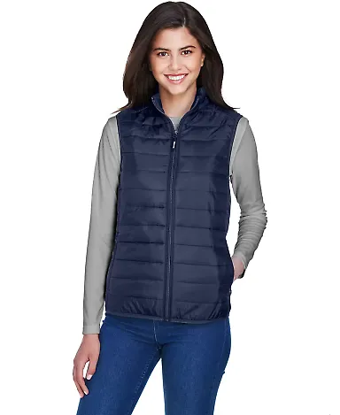 Core 365 CE702W Ladies' Prevail Packable Puffer Ve in Classic navy front view