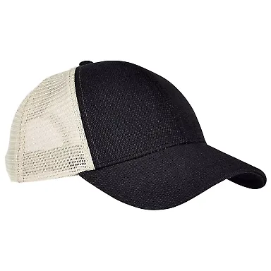 econscious EC7093 Unisex Hemp Eco Trucker Recycled in Black/ oyster front view