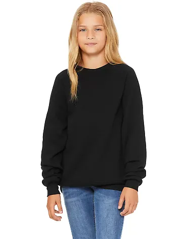 Bella + Canvas 3901Y Youth Sponge Fleece Crewneck  BLACK front view