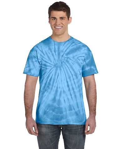 Tie-Dye CD101 Adult 5.4 oz. 100% Cotton Spider T-S in Spider turquoise front view