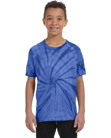 Tie-Dye CD101Y Youth 5.4 oz. 100% Cotton Spider T- SPIDER ROYAL front view