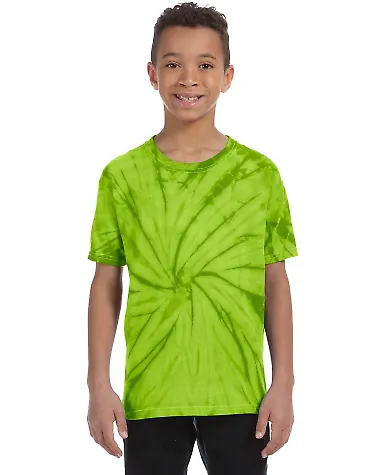 Tie-Dye CD101Y Youth 5.4 oz. 100% Cotton Spider T- SPIDER LIME front view