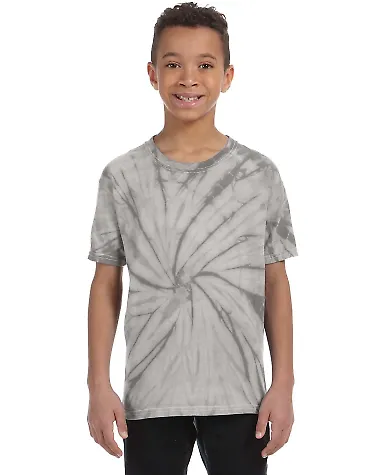 Tie-Dye CD101Y Youth 5.4 oz. 100% Cotton Spider T- SPIDER SILVER front view