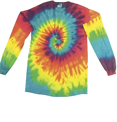 Tie-Dye CD2000Y Youth Long-Sleeve Tee in Reactive rainbow front view