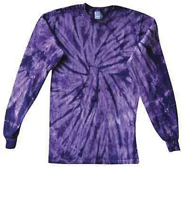 Tie-Dye CD2000Y Youth Long-Sleeve Tee in Spider purple front view