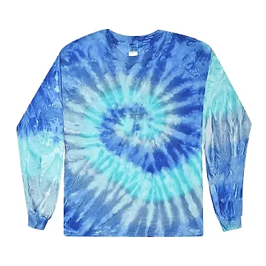 Tie-Dye CD2000Y Youth Long-Sleeve Tee in Blue jerry front view