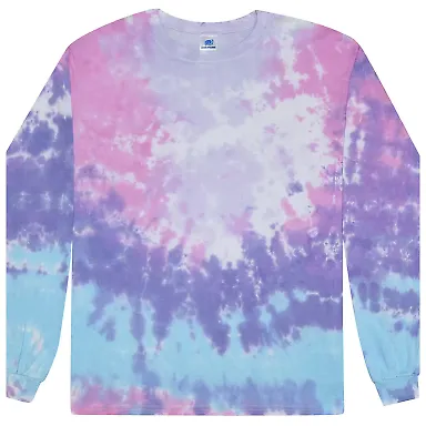 Tie-Dye CD2000Y Youth Long-Sleeve Tee in Cotton candy front view