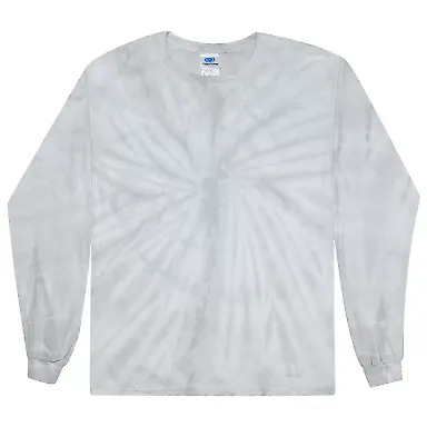 Tie-Dye CD2000Y Youth Long-Sleeve Tee in Spider silver front view