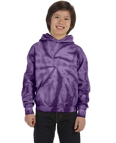 Tie-Dye CD877Y Youth 8.5 oz Pullover Hooded Sweats in Spider purple front view