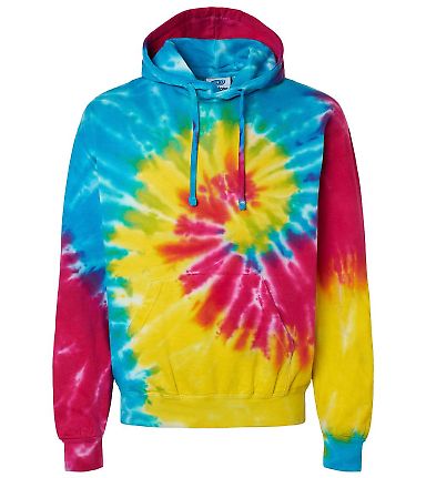 Tie-Dye CD877Y Youth 8.5 oz Pullover Hooded Sweats in Reactive rainbow front view