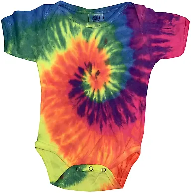Tie-Dye CD5100 Infant Creeper in Neon rainbow front view
