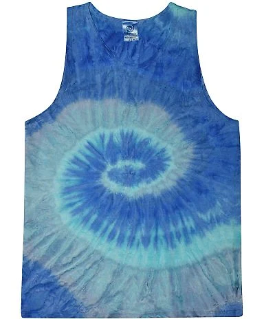 Tie-Dye CD3500 Adult 5.4 oz. 100% Cotton Tank Top in Blue jerry front view