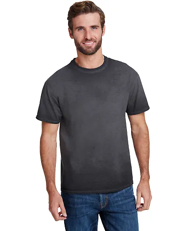 Tie-Dye CD1310 Adult Oil Wash T-Shirt BLACK front view