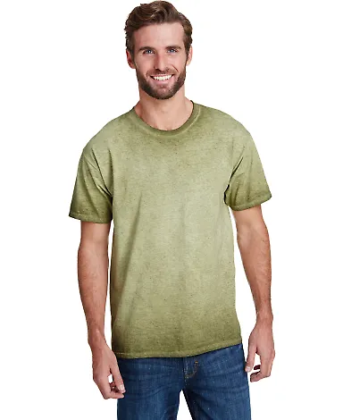 Tie-Dye CD1310 Adult Oil Wash T-Shirt GREEN front view