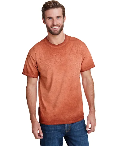 Tie-Dye CD1310 Adult Oil Wash T-Shirt ORANGE front view