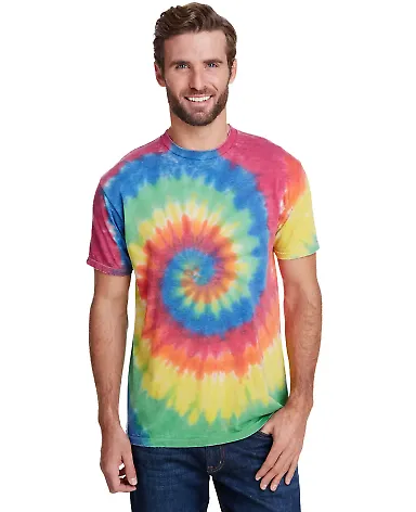 Tie-Dye CD1090 Adult Burnout Festival T-Shirt in Rainbow front view
