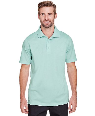 UltraClub UC102 Men's Cavalry Twill Performance Po in White/ jade front view