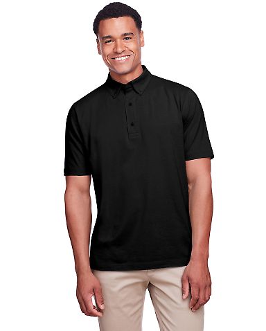 UltraClub UC105 Men's Lakeshore Stretch Cotton Per in Black front view