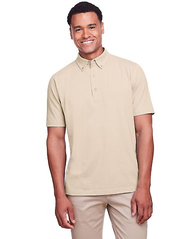 UltraClub UC105 Men's Lakeshore Stretch Cotton Per in Stone front view