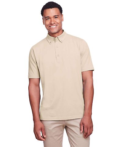 UltraClub UC105 Men's Lakeshore Stretch Cotton Per in Stone front view