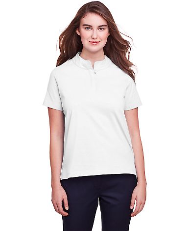 UltraClub UC105W Ladies' Lakeshore Stretch Cotton  in White front view