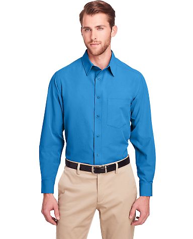 UltraClub UC500 Men's Bradley Performance Woven Sh in Pacific blue front view