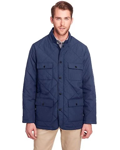 UltraClub UC708 Men's Dawson Quilted Hacking Jacke in Navy front view