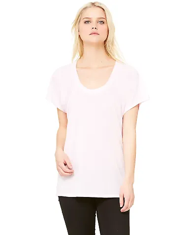 BELLA 8801 Womens Jersey Flowy Shirt in Soft pink front view