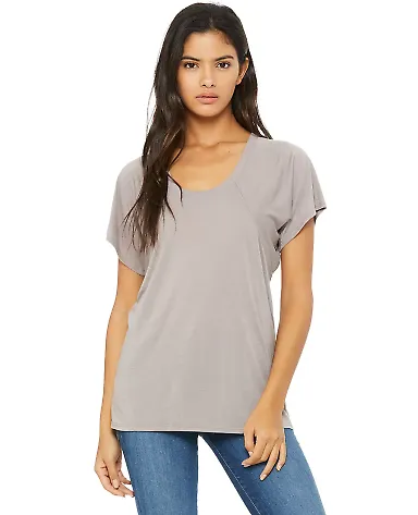 BELLA 8801 Womens Jersey Flowy Shirt in Pebble front view