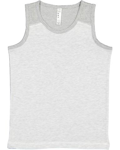 LA T 6119 Youth Contrast Back Fine Jersey Tank ASH/ HEATHER front view