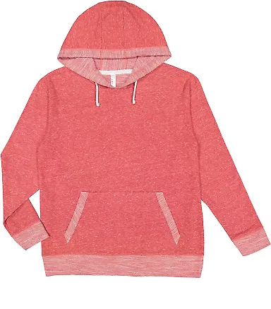 LA T 6779 Harborside Mélange French Terry Hooded RED MELANGE front view