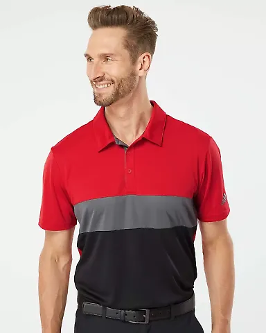 Adidas Golf Clothing A236 Merch Block Sport Shirt Collegiate Red/ Grey Five/ Black front view