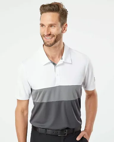 Adidas Golf Clothing A236 Merch Block Sport Shirt White/ Grey Three/ Grey Five front view
