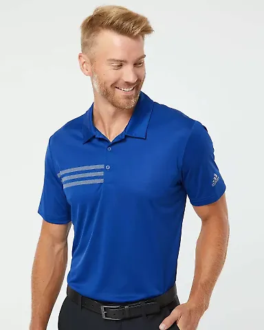 Adidas Golf Clothing A324 3-Stripes Chest Sport Sh Collegiate Royal/ Grey Three front view