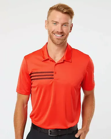 Adidas Golf Clothing A324 3-Stripes Chest Sport Sh Blaze Orange/ Black front view