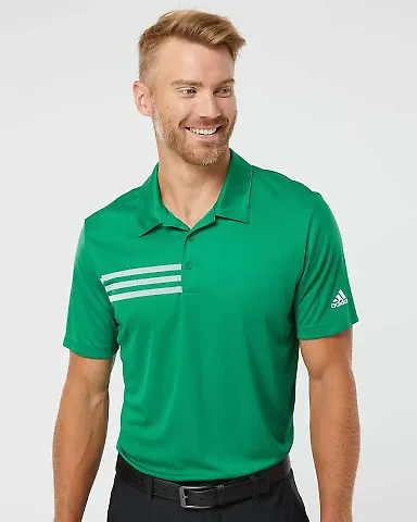 Adidas Golf Clothing A324 3-Stripes Chest Sport Sh Team Green/ White front view