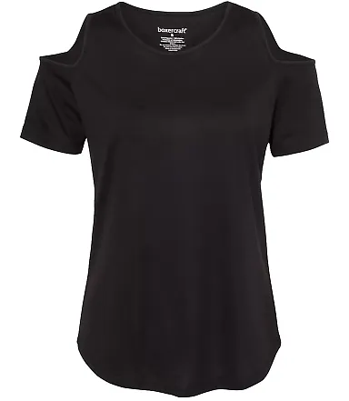 Boxercraft T32 Women's Cold Shoulder T-Shirt Black front view