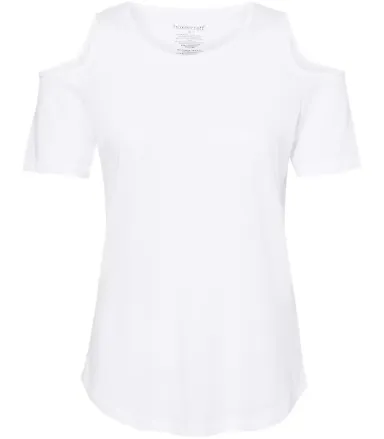 Boxercraft T32 Women's Cold Shoulder T-Shirt White front view