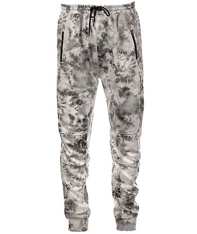 Burnside Clothing 8801 Performance Fleece Joggers in White tie dye front view