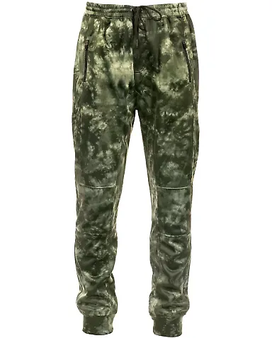 Burnside Clothing 8801 Performance Fleece Joggers Army Tie Dye front view