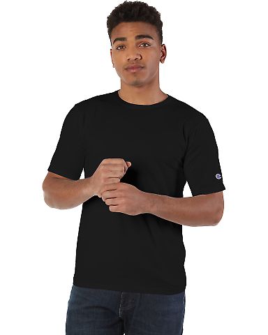 Champion Clothing CD100 Garment Dyed Short Sleeve  in Black front view