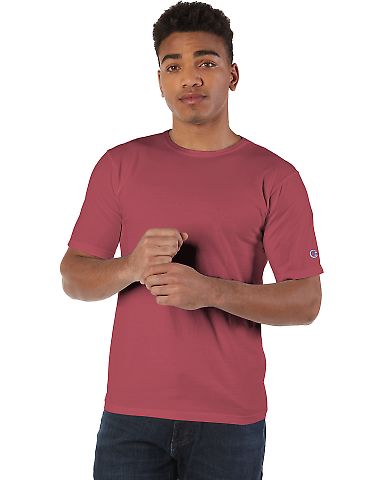 Champion Clothing CD100 Garment Dyed Short Sleeve  in Crimson front view