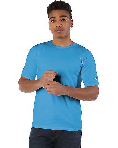 Champion Clothing CD100 Garment Dyed Short Sleeve  in Delicate blue front view